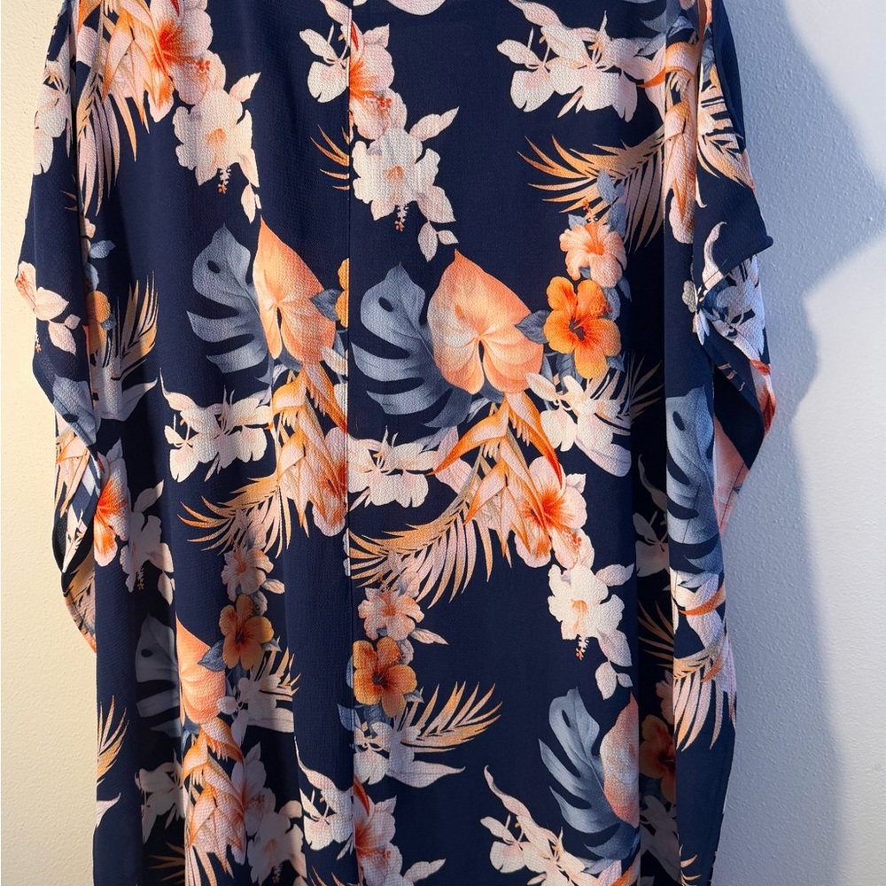 Floral Navy Swim Coverup - Picture 2 of 9
